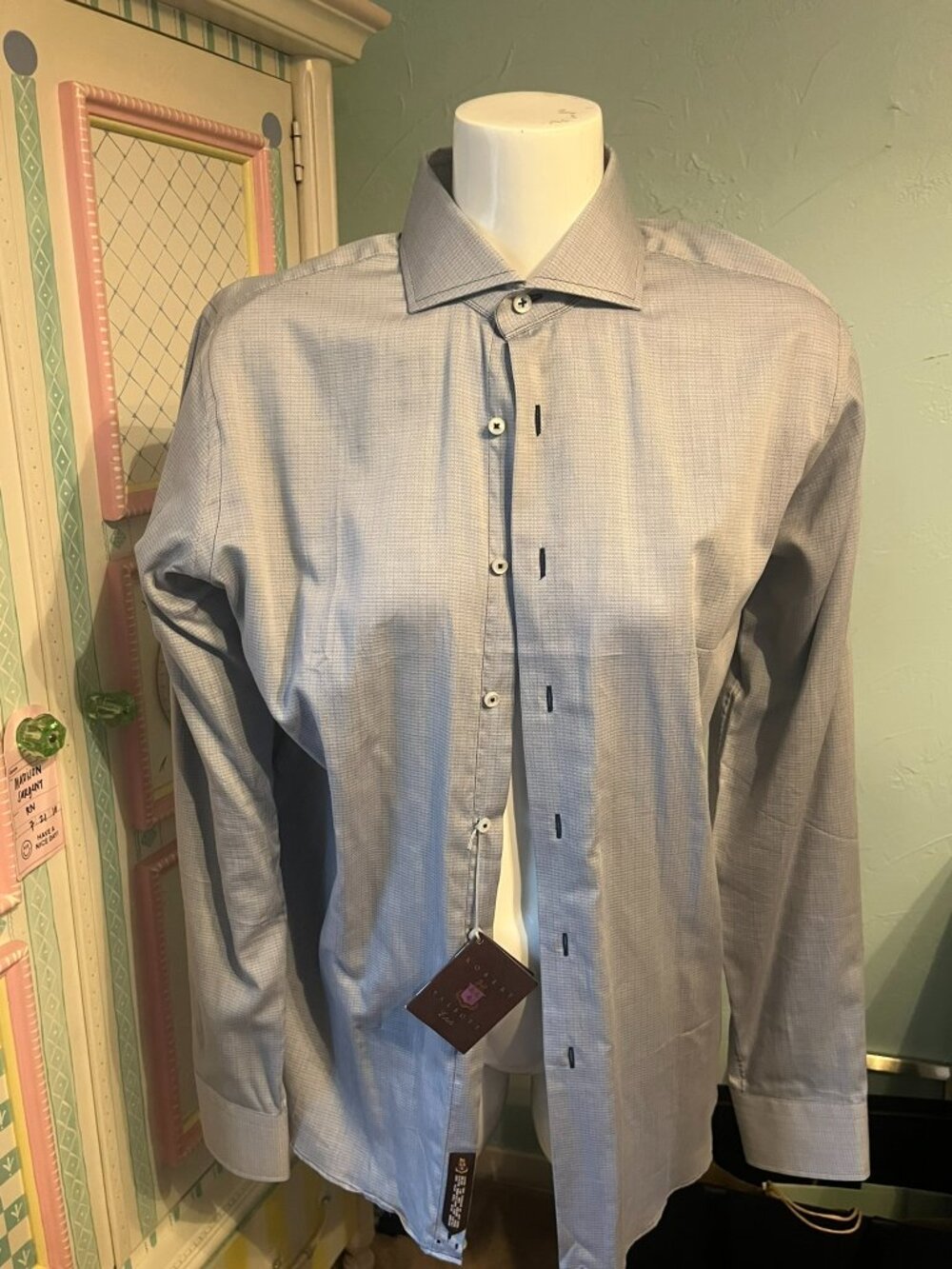 Robert Talbott Estate Blue Plaid Shirt 16.5